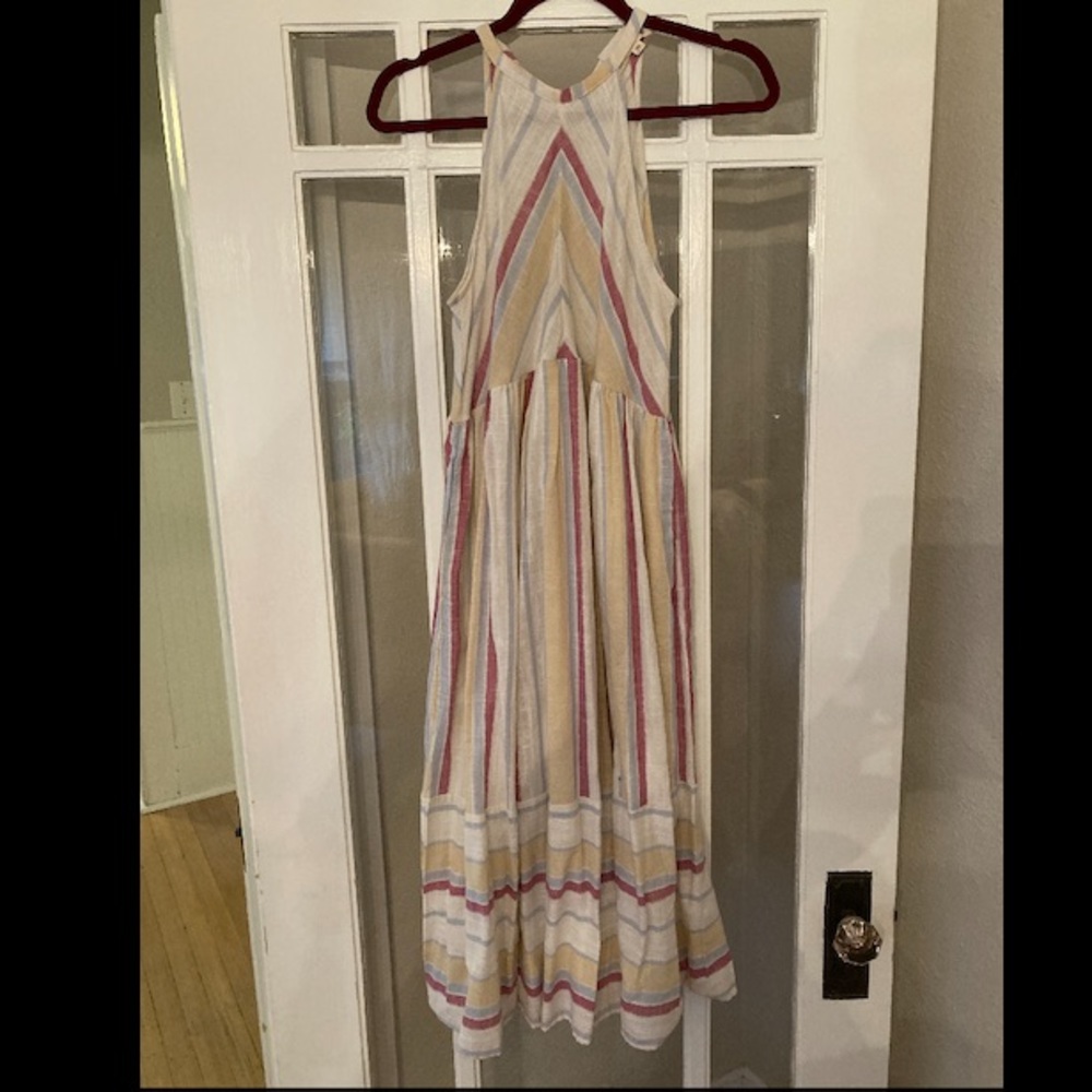 Striped tiered midi dress